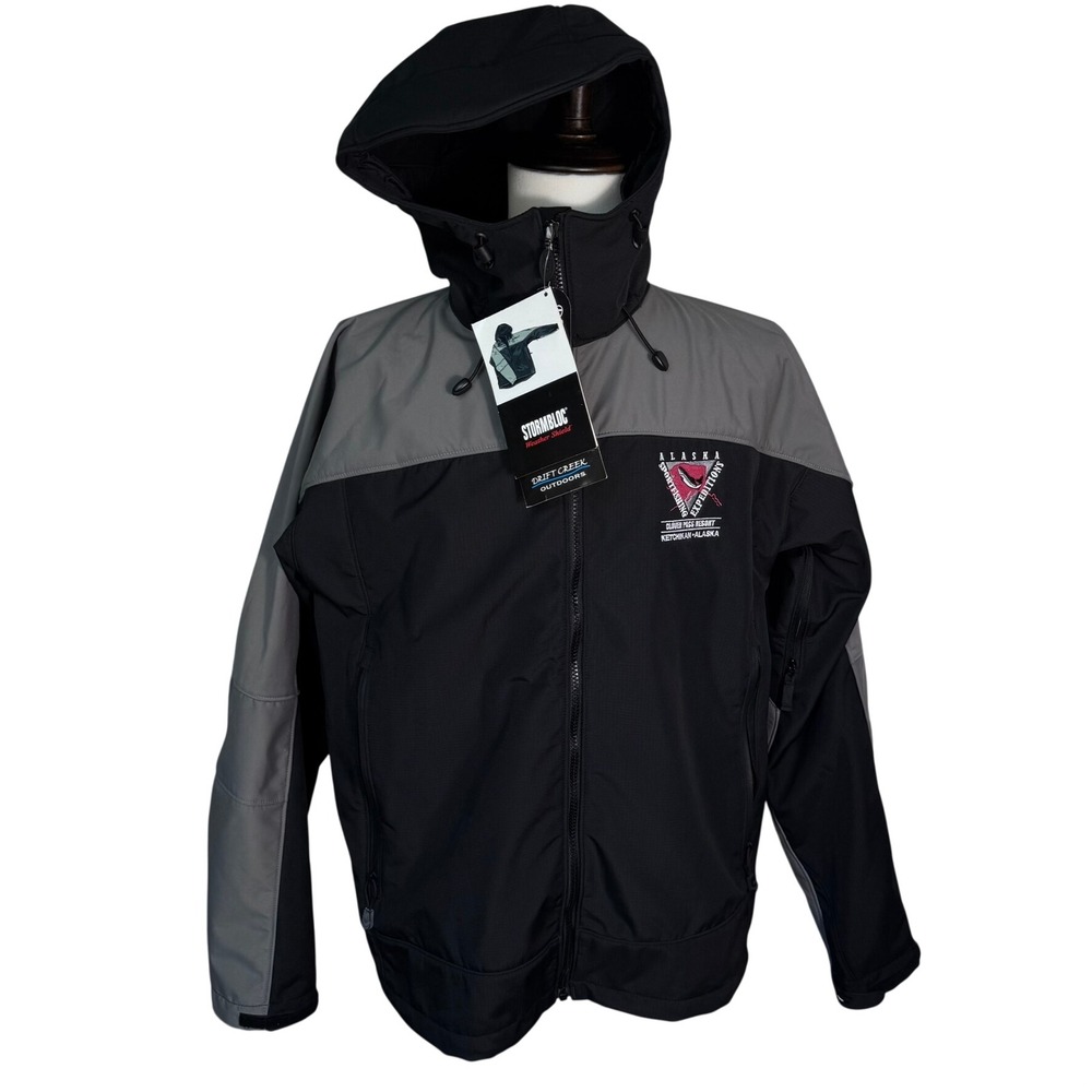 DRIFT CREEK NWT Men's XL Black Gray Clover Pass Resort Soft Shell Jacket Alaska